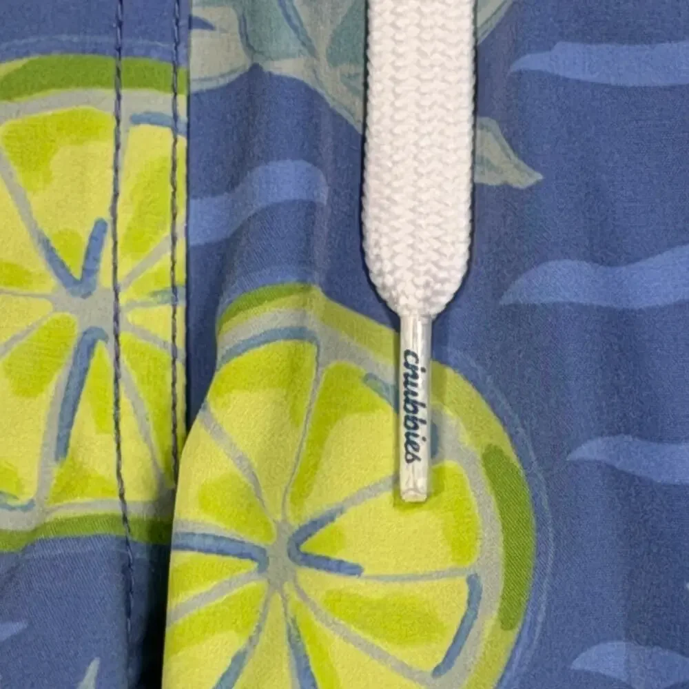 Chubbies The Salt Times Size Medium 7” Inseam Swim Trunks Blue Agave Lime Print